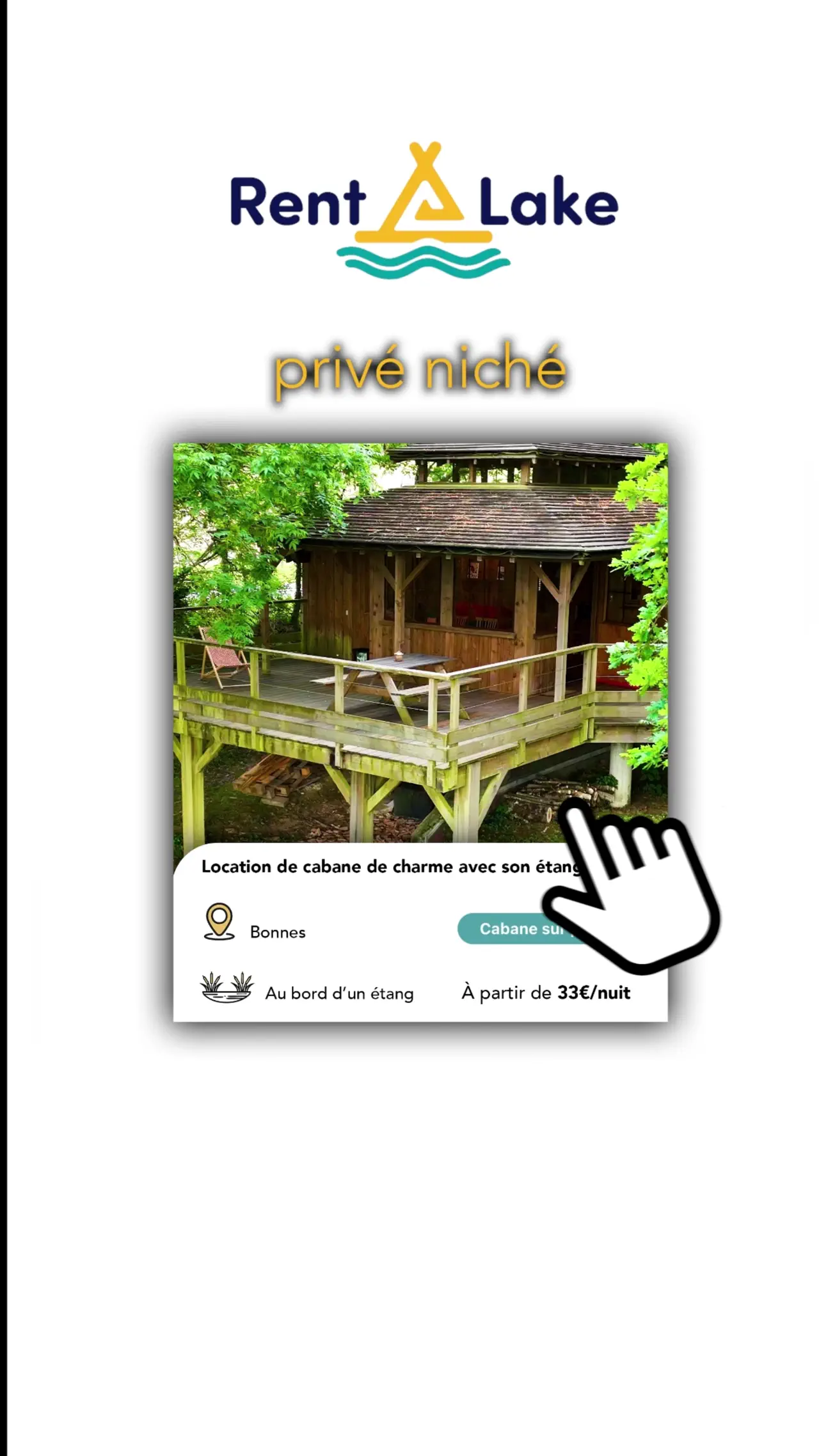 Video Location de cabane de charme avec son étang privé