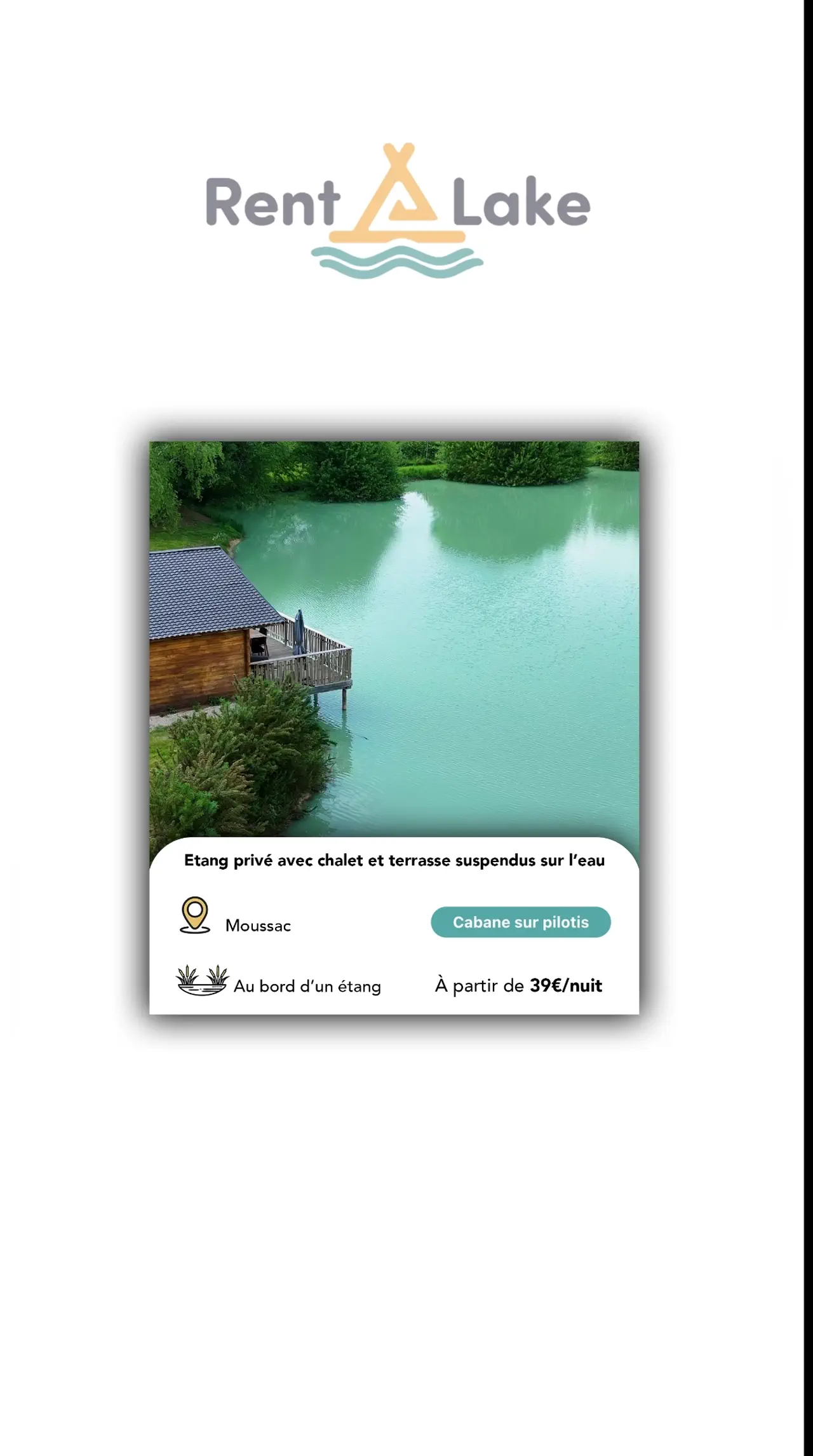 Video Rent a private pond with chalet and a terrace suspended on the water
